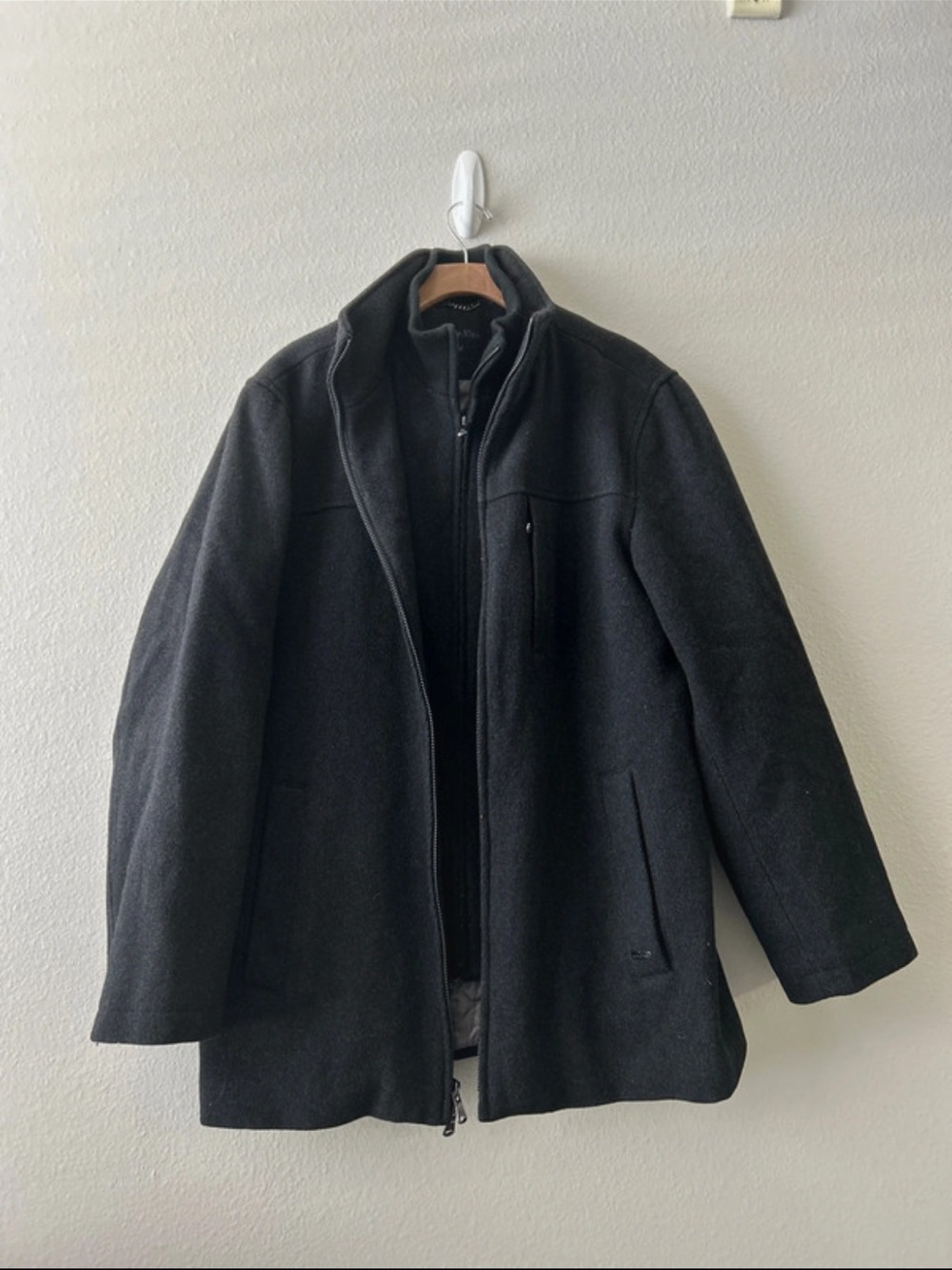 Calvin Klein Black Wool-Blend Coat